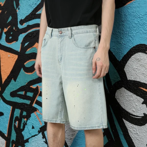 2025 Denim Jorts Men's Casual  Pants  Street Summer Loose Straight Wide Leg Denim Shorts Woven - Image 3
