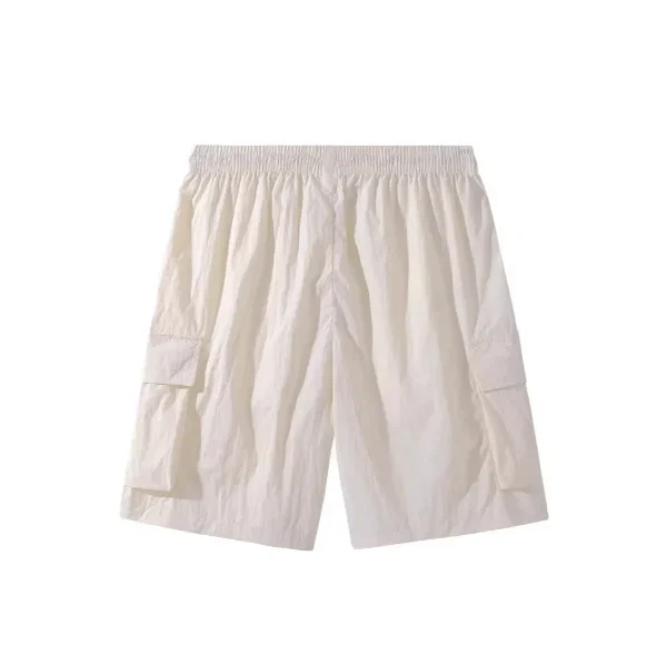 2025 Summer New Men's Casual Cargo Shorts Breathable Loose Trendy Sports Quick-Dry Five-Point Shorts Plain Dyed Woven Solid