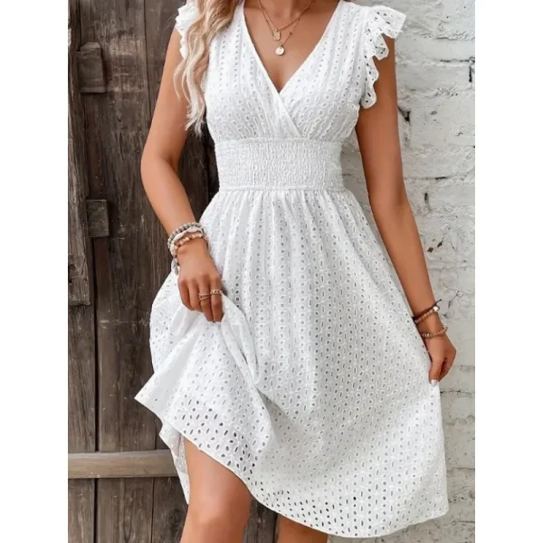 2025  Hot-Selling New Multicolor In-Stock European American Summer Ruffle Sleeve Casual Chic Chiffon - Image 2