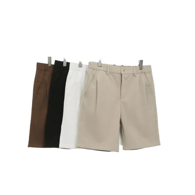 Men's 2025 New Business Casual Slimming Straight-Leg Western Sle 100% Cotton Outer Wear Summer Pleated Shorts - Image 2