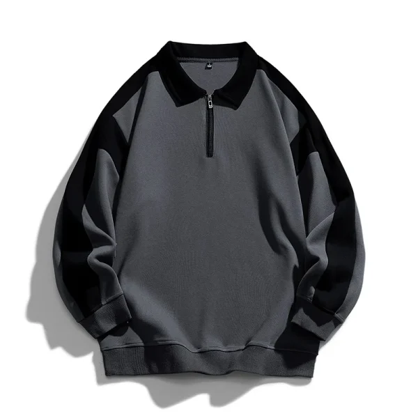 New Sustainable Pullover Half Zip Long Sleeve Oversized Sweatshirt for Men - Image 2