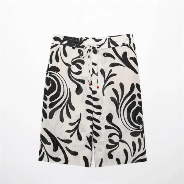 New European and American Style Printed Design Long-sleeved Top Wide-leg Pants Set - Image 4