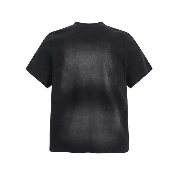 Creative Punk Spray-Painted Old Dirty Design Men's Casual Trendy Short-Sleeved T-Shirt Pure Cotton Badge Printed Neck Top - Image 2
