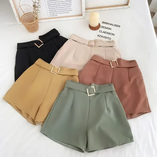 Women's Chiffon Wide-Leg Shorts High-Waisted Casual Chic Straight-Leg Suit Pants Loose Fit Hot Pattern