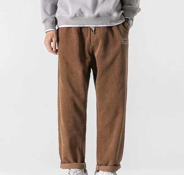 100% Cotton Front Pleat Relaxed Fit Corduroy Chino Pants for Men - Image 5