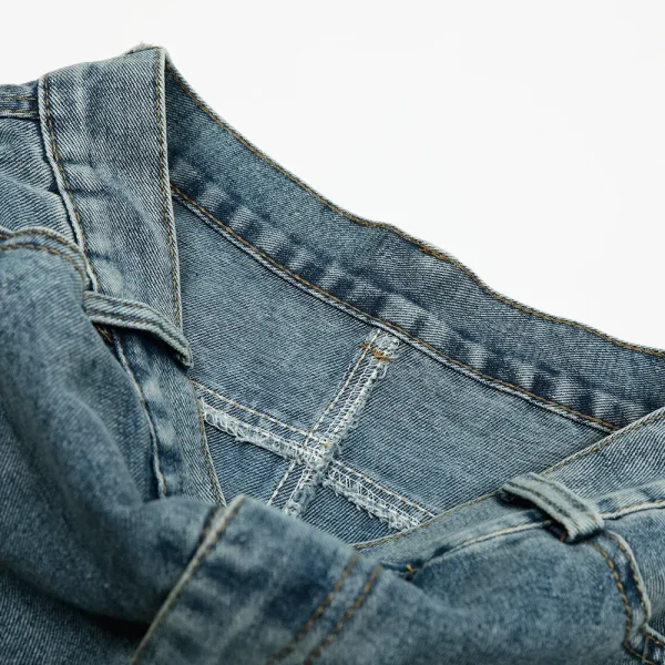 Price Baggy Denim Shorts Men Cargo Shorts Design Frayed Hole Knee Length Denim Shorts Men - Image 4