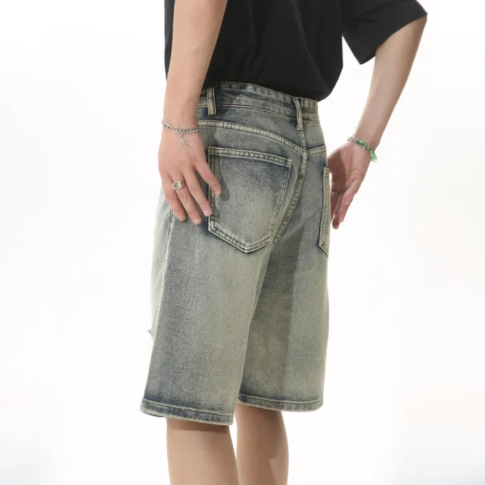 Hot Sale Fashion Baggy Denim Men's Short Soft Casual Hole Oversized Man's Jeans for Summer