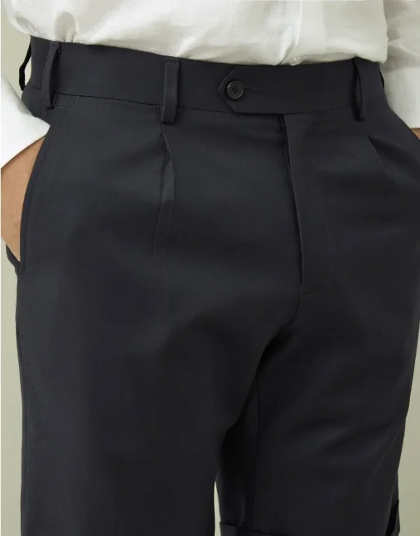 Merino Wool and Silk Blend French Fly New Shorts Trousers Men Shorts Luxury - Image 2
