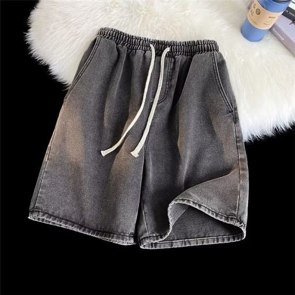 Men's Trendy Summer Sports Pants 100% Cotton Five-Point Elastic Waist Straight Loose Fit Drawstring Casual Sports-Perfect - Image 5