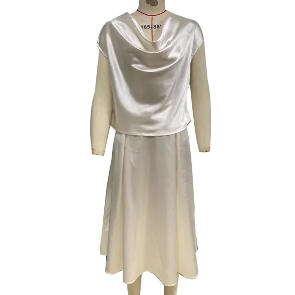 New European and American Style Emulated Silk Short-sleeved Skirt Suit in Summer - Image 5