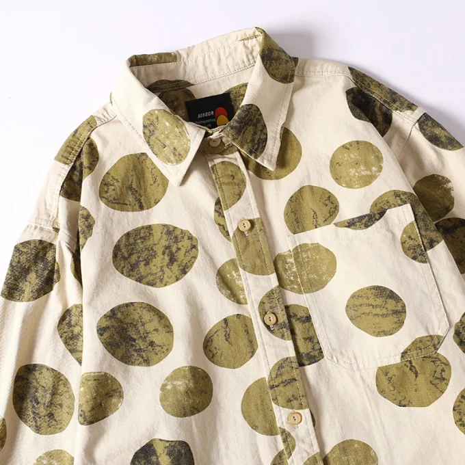 Men's Spring Autumn Retro American Style New Trendy Loose Casual Shirts 100% Cotton Printed Tops Anti-Pilling Jacket