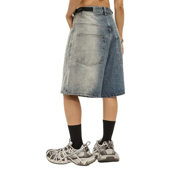 2025 Spring Summer Vintage Denim Five-Point Shorts Gradient Washed Breathable Hip Hop Style Street Jean Jorts - Image 3