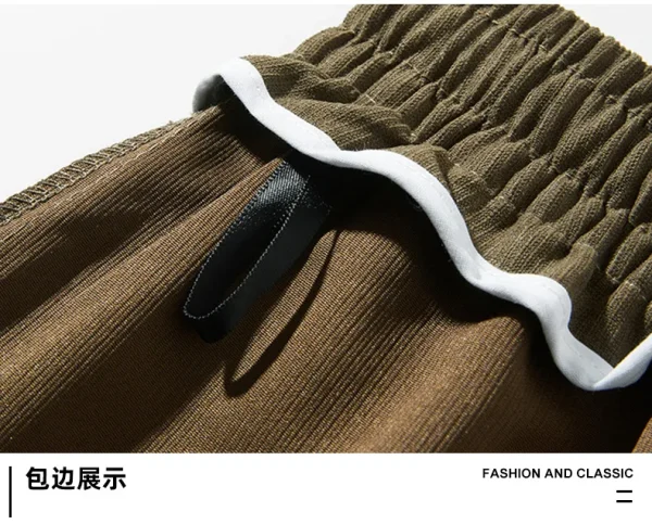 3D Embroidered Nylon Track Trousers Men's Corduroy Pants - Image 4