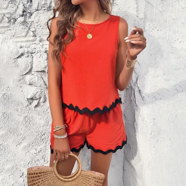 Women's Casual Fashion Lace Short Pants Set for Spring Summer XL Embroidered  Pleated Patchwork Bow Printed Dress