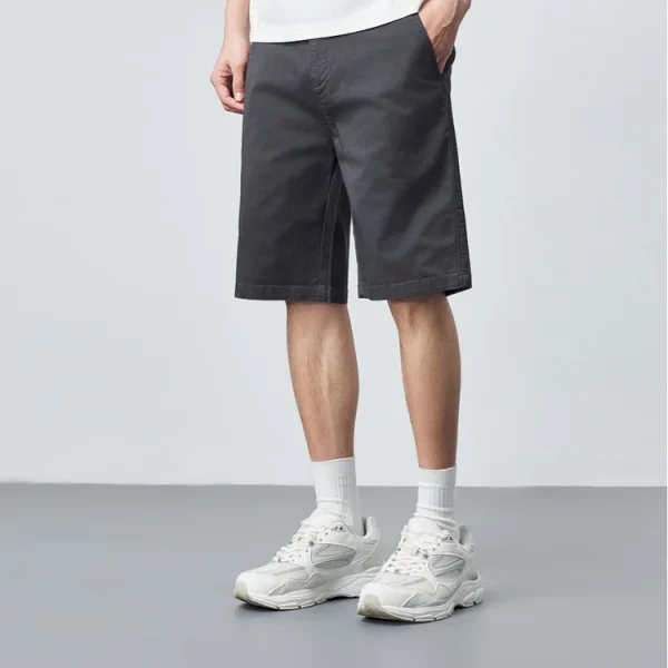 Men's Stretch Chino Shorts Summer Super Soft Cotton Twill Mid Weight Slim Fit Casual Solid Cargo Shorts