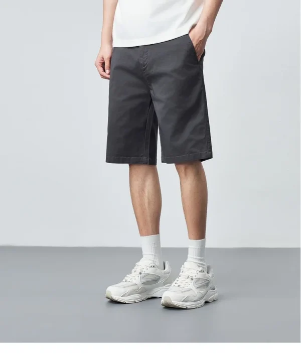 Men's Stretch Chino Shorts Summer Super Soft Cotton Twill Mid Weight Slim Fit Casual Solid Cargo Shorts - Image 2