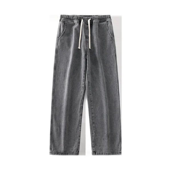 Denim Men's Summer Thin Loose Straight Tube Elastic Waist Pants Trendy High Street Drape Wide Leg Pants for Men Size