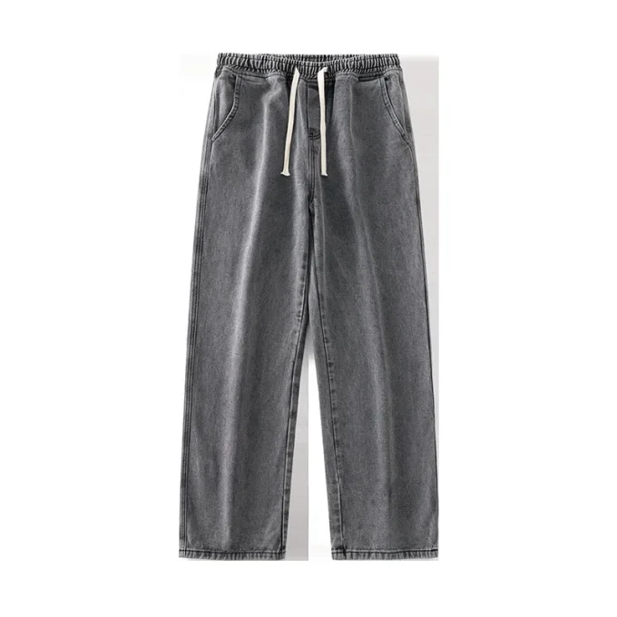 Denim Men's Summer Thin Loose Straight Tube Elastic Waist Pants Trendy High Street Drape Wide Leg Pants for Men Size