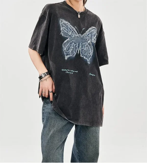 New 100% Cotton Butterfly Printed Vintage High Quality O-Neck Men T-shirt - Image 6