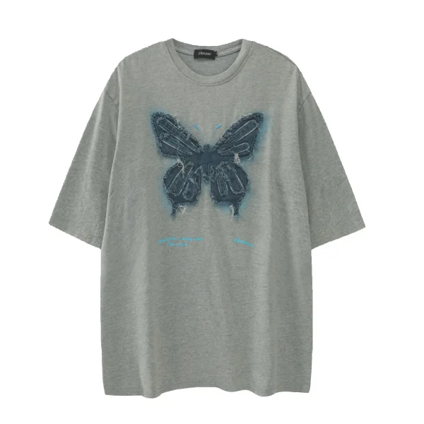 New 100% Cotton Butterfly Printed Vintage High Quality O-Neck Men T-shirt - Image 2