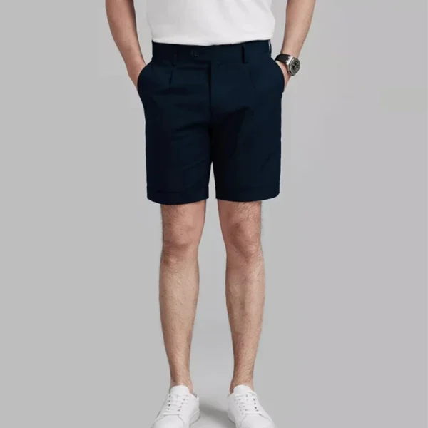 Men's Bermuda Shorts French Style Blank Navy Cotton Short Shorts - Image 2
