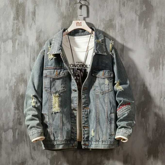 Fashion Print Cotton Jean Jacket Designed Mens Denim Jacket Men