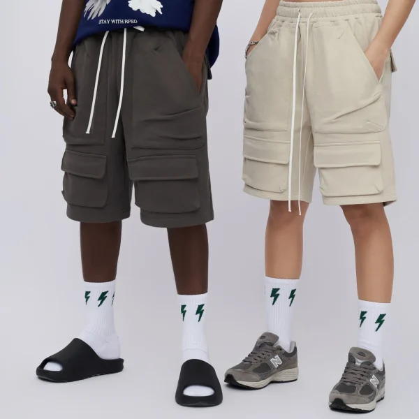 2025 New Style Freight Blank Men's Heavy 100% Cotton Shorts Multi-pocket Design Fashion Cargo Shorts