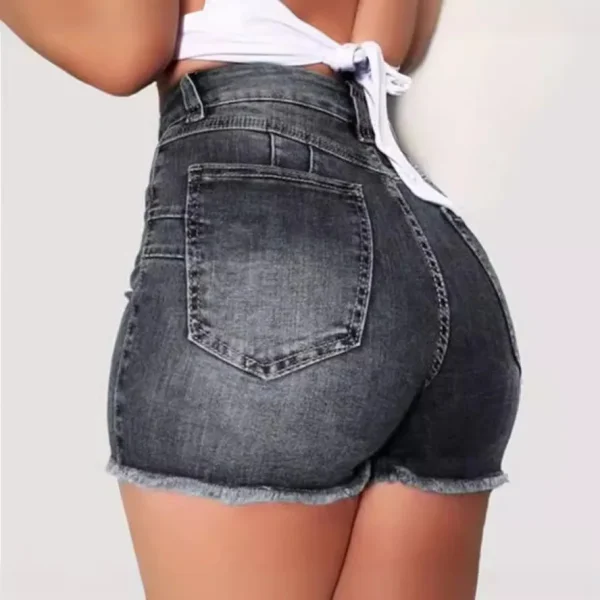 Direct Cross-Border European American Elegant Flowing Denim Shorts Women's Slim Fit Elastic Shorts Hot-Selling - Image 3