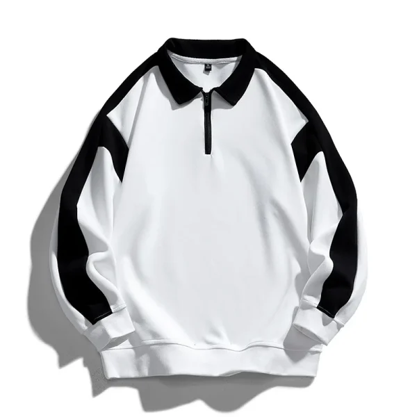 New Sustainable Pullover Half Zip Long Sleeve Oversized Sweatshirt for Men - Image 3