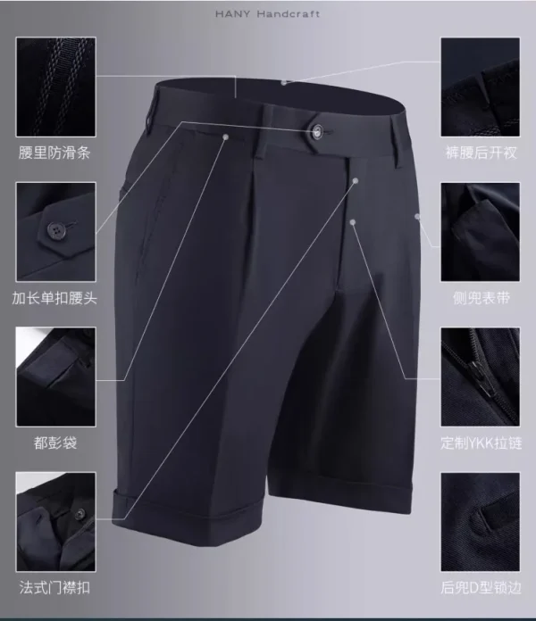 Men's Bermuda Shorts French Style Blank Navy Cotton Short Shorts - Image 5