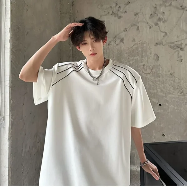 Men's Summer Short Sleeve T-Shirt Trendy High Street Design Loose Casual Half Sleeve Stylist Niche American Style - Image 4