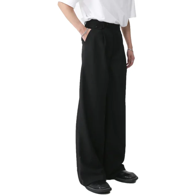 Breathable Casual Simple Straight Wide Leg Loose Baggy Pants for Men