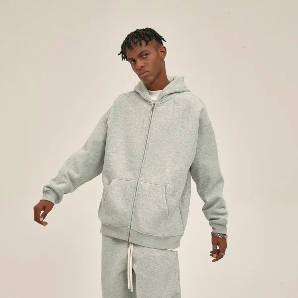 Heavy Weight Cotton Fleece Mens Sweatsuits Set With Hoodie