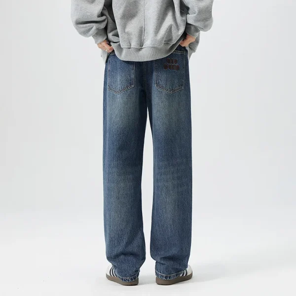 2025 Year Men's High Street American Style Wide-Leg Jeans Dark Hip Hop Inspired Retro Versatile High-Waisted Slimming Long Pants - Image 3