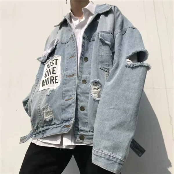 Spring Autumn Men's Jeans Slim Fit Jacket Jeans Coat Denim Jacket Vintage Men's 2025 Ripped College Students