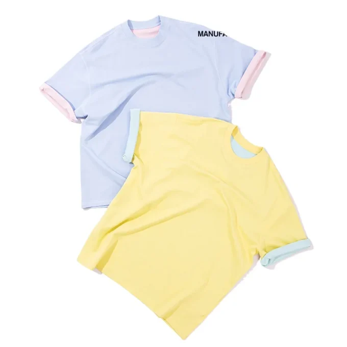 2025 Summer Vintage Style New Two-Tone Reversible Short Sleeve T-Shirt Oversized Loose Drop Shoulder Casual Versatile 300 Gram