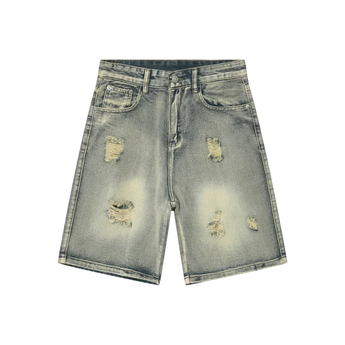 Hot Sale Fashion Baggy Denim Men's Short Soft Casual Hole Oversized Man's Jeans for Summer