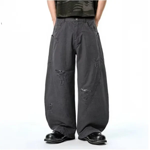 Casual Fashion Washed Cut Scythe Mens Pants Spring Summer 25 New American Street Baggy Scythe Wide Leg Cargo Pants