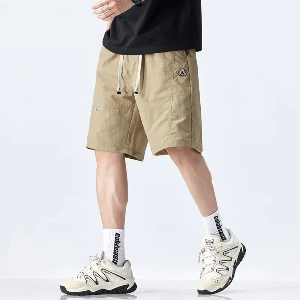 Men's Trendy Loose Sports Denim Cargo Shorts Quick-Dry Five-Point New Ice Silk Cool Solid 100% Polyester Mid Casual - Image 2