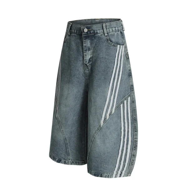 Price Baggy Denim Shorts Men Cargo Shorts Design Frayed Hole Knee Length Denim Shorts Men - Image 2