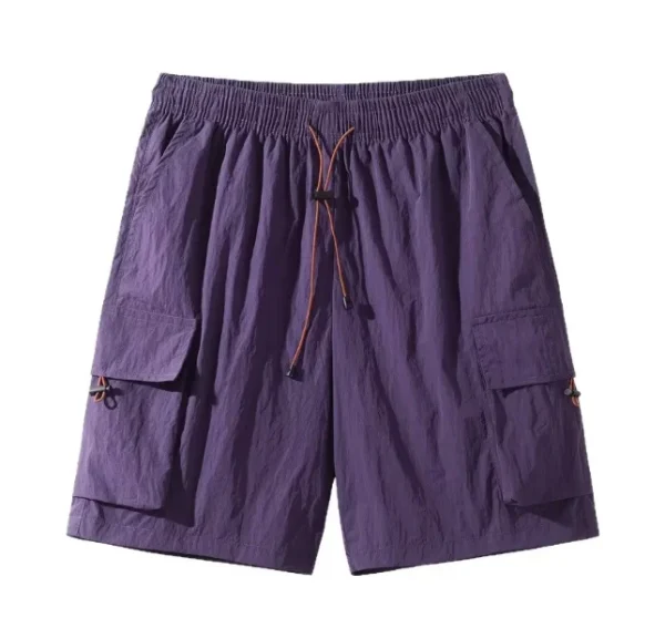 2025 Summer New Men's Casual Cargo Shorts Breathable Loose Trendy Sports Quick-Dry Five-Point Shorts Plain Dyed Woven Solid - Image 5