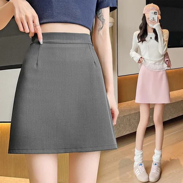 Women's High-Waist Slim A-Line Skirt New Short Hip-Hugging Style for Sexy Natural Waistline - Image 4