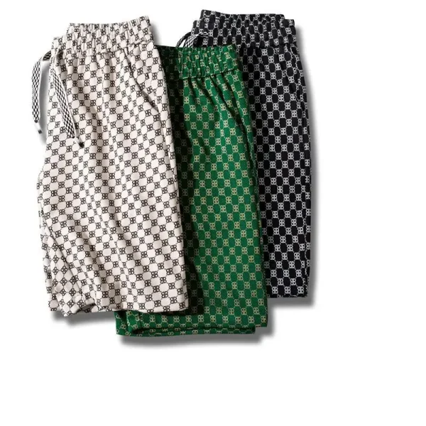 Fashion Street Style Men's Shorts Design Summer Full Printing Canvas Fabric Casual Mens Gym Shorts Knitted Mid Waist