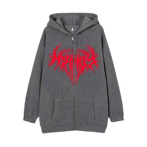 Zippers Heavyweight Cotton Top Oversized Drop Shoulder Cropped Printed Zip up Hoodie Men - Image 4
