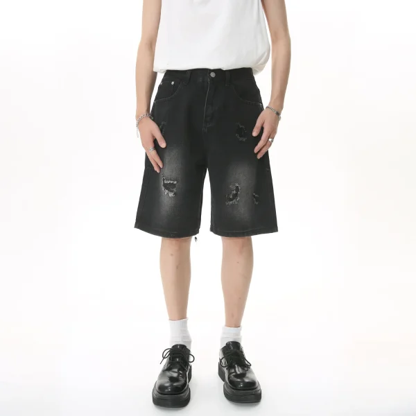 Hot Sale Fashion Baggy Denim Men's Short Soft Casual Hole Oversized Man's Jeans for Summer