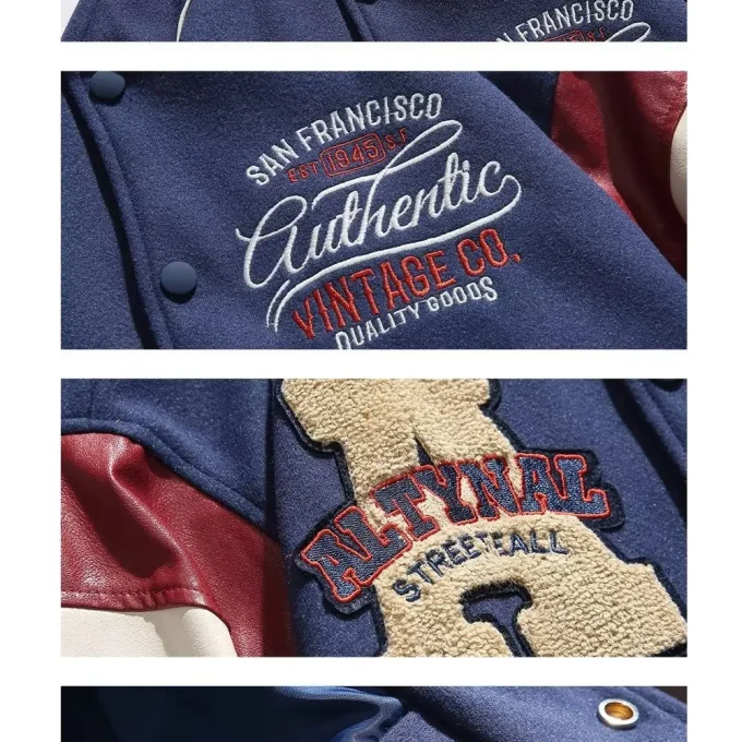 Hot Selling Plus Size Cool Style Winter Embroidery Baseball Varsity Jackets for Men