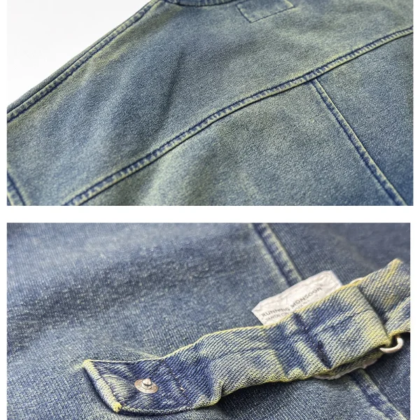 Retro Blue Tie Dyed Oversized Round Neck Loose Autumn Winter Sweatshirt for Men