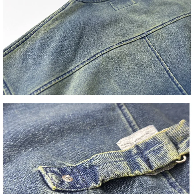 Retro Blue Tie Dyed Oversized Round Neck Loose Autumn Winter Sweatshirt for Men