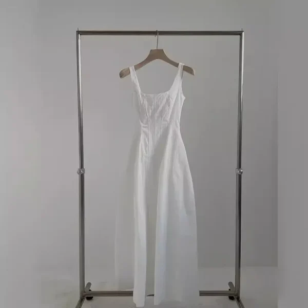 2025 Summer New Korean Waist-Cinching Slimming Elegant Simple Sleeveless Mid-Length Dress Trendy Casual Fashion Strap for Women - Image 3