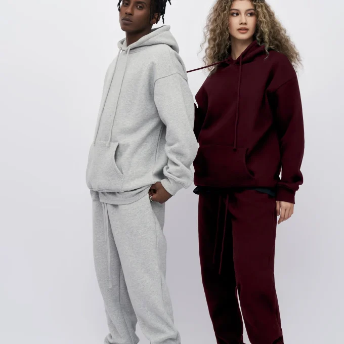 Clothing Blank Quality Cropped Boxy Fit Hoodie and Jogger Men Heavyweight Oversized Tracksuit for Men